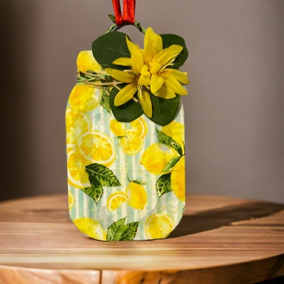 Mason Jar Hanging Wall Decor (Yellow flowers with lemon ) - Picture 4 of 5